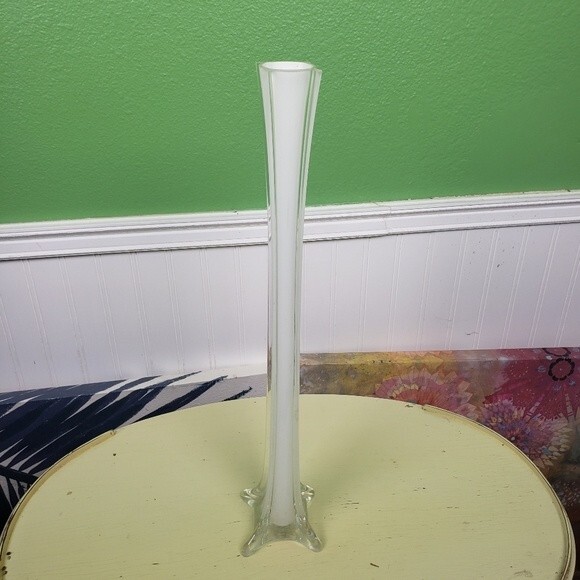 Vintage Milky White Tall Flower Boho Decorative Vase - Picture 4 of 9